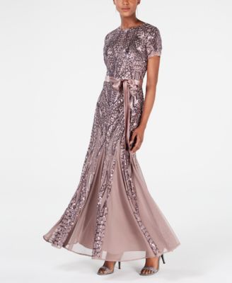 Sequin-Embellished Pleated Gown ...
